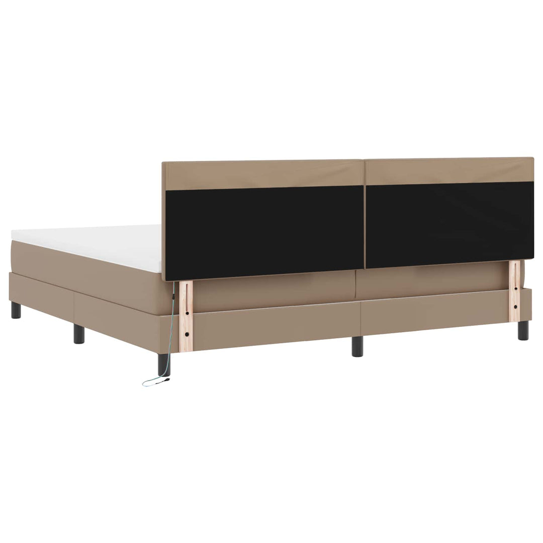 Box spring seng med madras Cappuccino 200 x 200 cm Kunstlæder