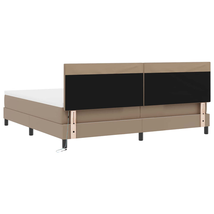 Box spring seng med madras Cappuccino 200 x 200 cm Kunstlæder