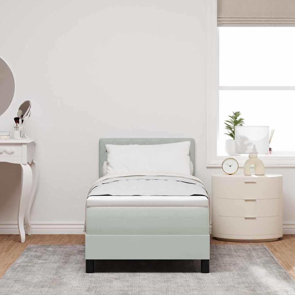 Box spring seng med madras Lysegrå 80 x 200 cm Fløjl