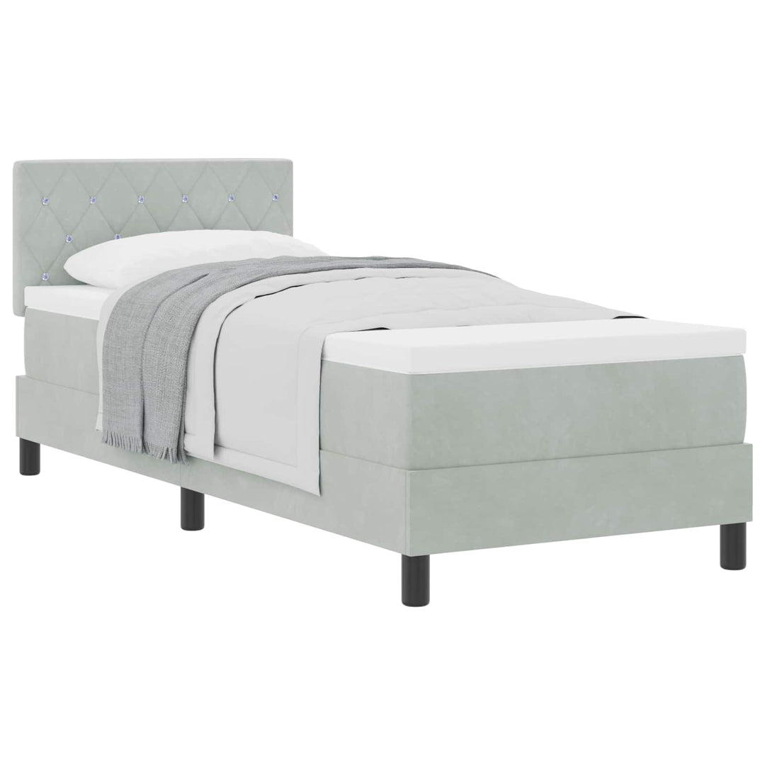 Box spring seng med madras Lysegrå 80 x 200 cm Fløjl