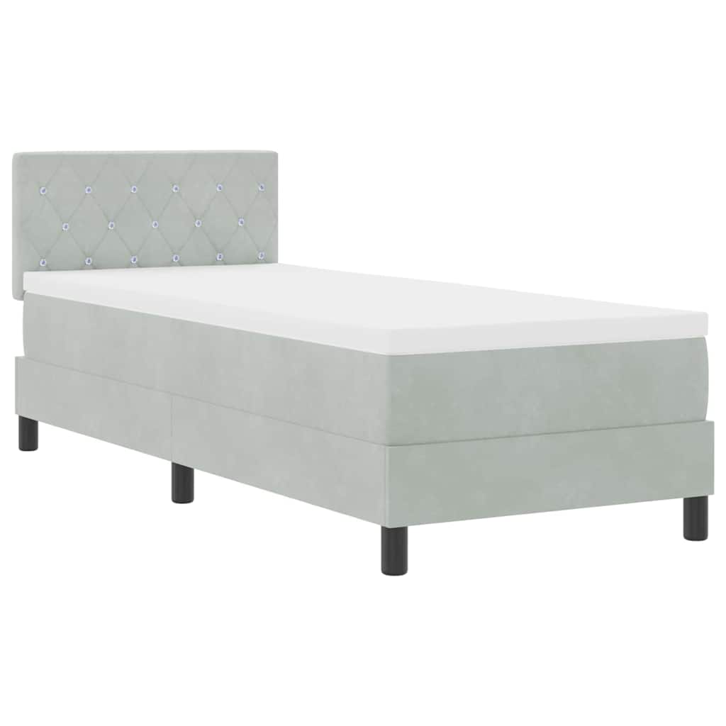 Box spring seng med madras Lysegrå 80 x 200 cm Fløjl