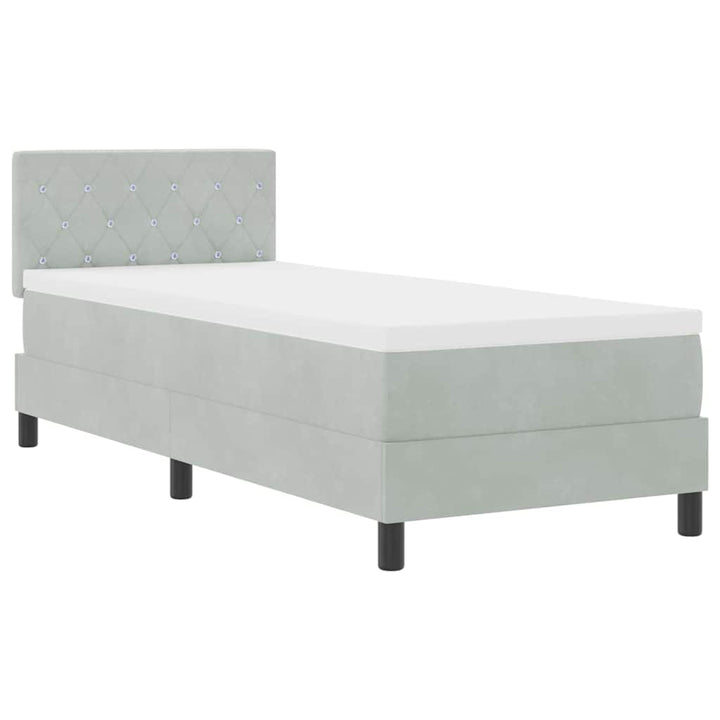 Box spring seng med madras Lysegrå 80 x 200 cm Fløjl