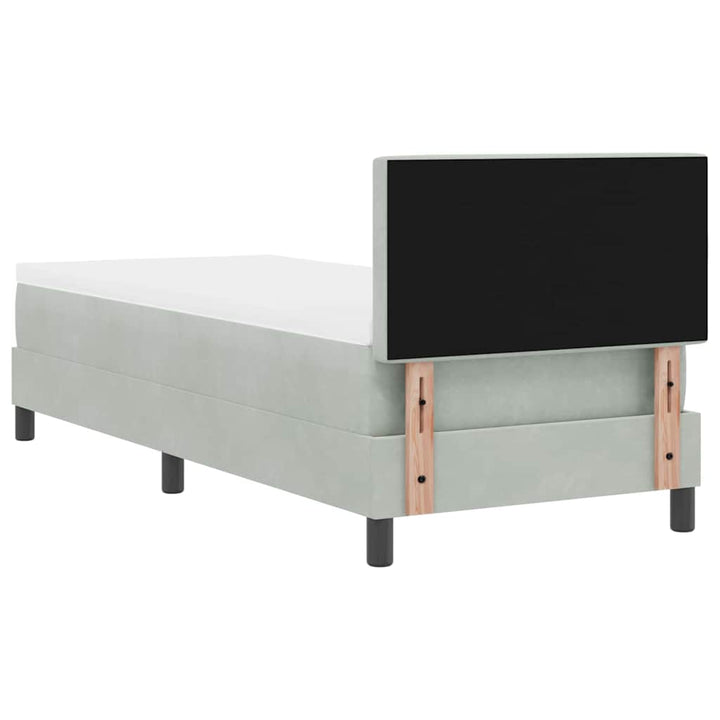 Box spring seng med madras Lysegrå 80 x 200 cm Fløjl