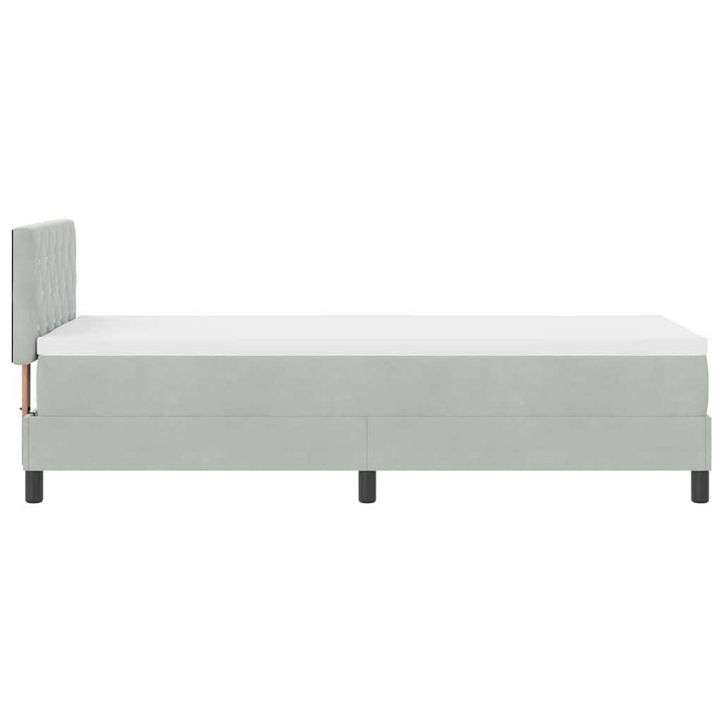 Box spring seng med madras Lysegrå 80 x 200 cm Fløjl
