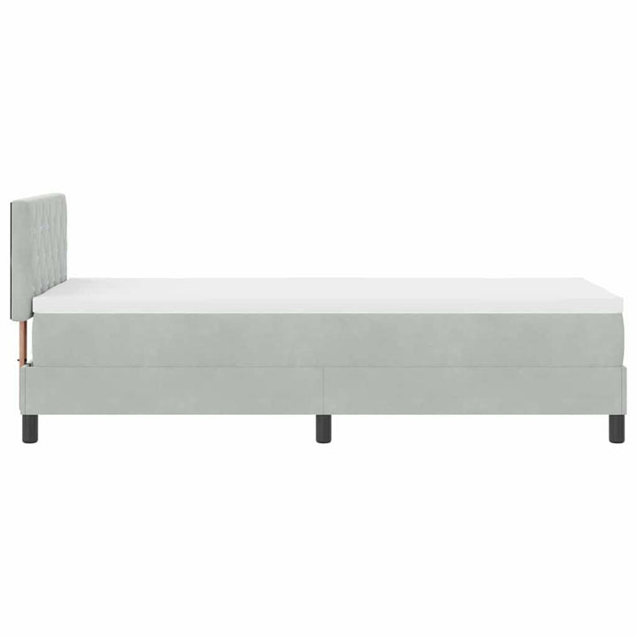 Box spring seng med madras Lysegrå 80 x 200 cm Fløjl