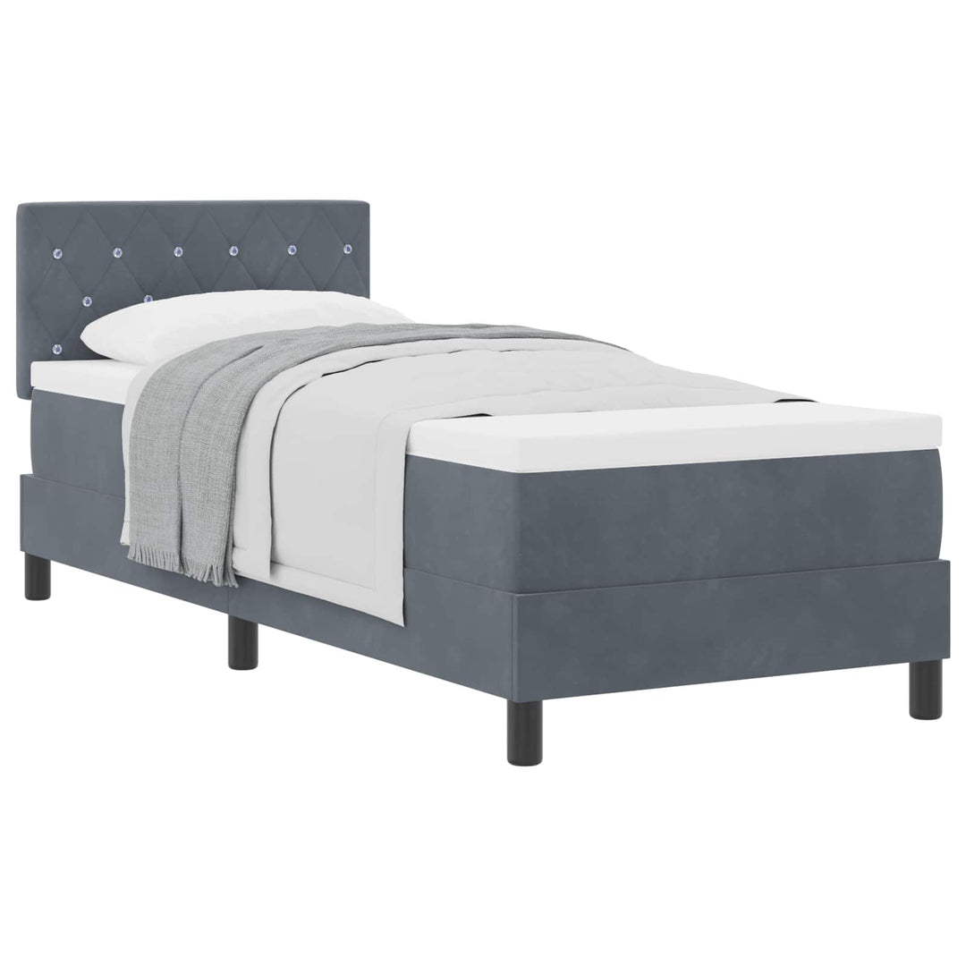 Box spring seng med madras Mørkegrå 80 x 200 cm Fløjl