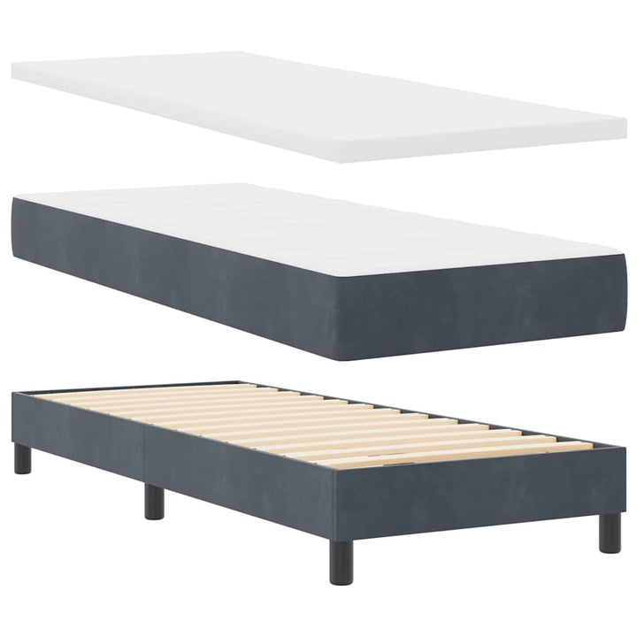 Box spring seng med madras Mørkegrå 80 x 200 cm Fløjl