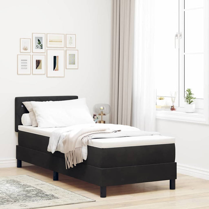 Box spring seng med madras Sort 80 x 200 cm Fløjl