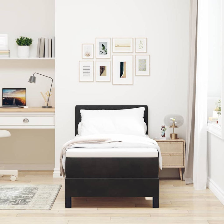 Box spring seng med madras Sort 80 x 200 cm Fløjl