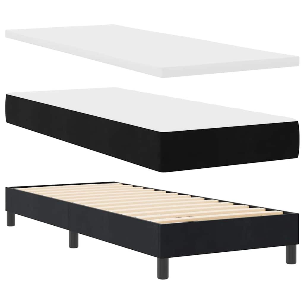 Box spring seng med madras Sort 80 x 200 cm Fløjl