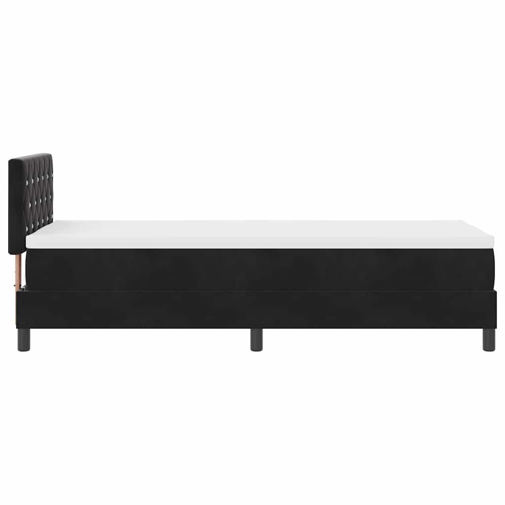 Box spring seng med madras Sort 80 x 200 cm Fløjl