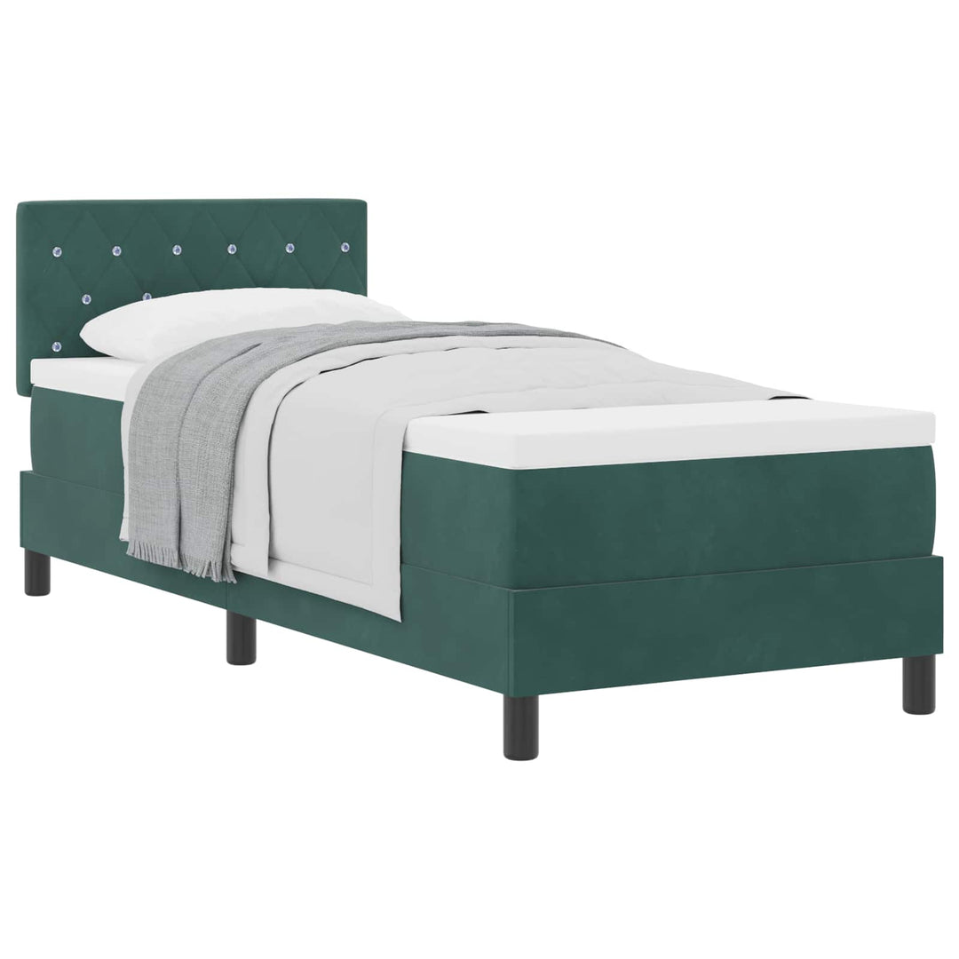 Box spring seng med madras Mørkegrøn 80 x 200 cm Fløjl