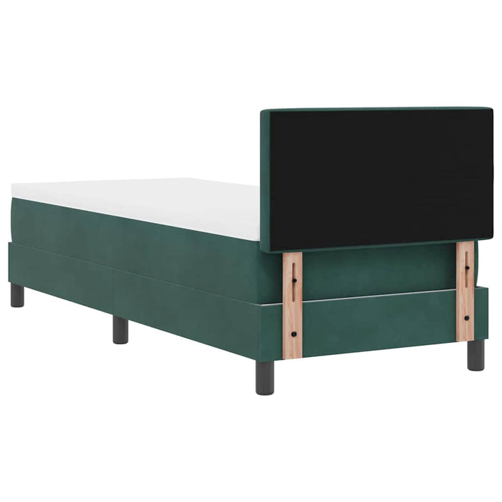 Box spring seng med madras Mørkegrøn 80 x 200 cm Fløjl