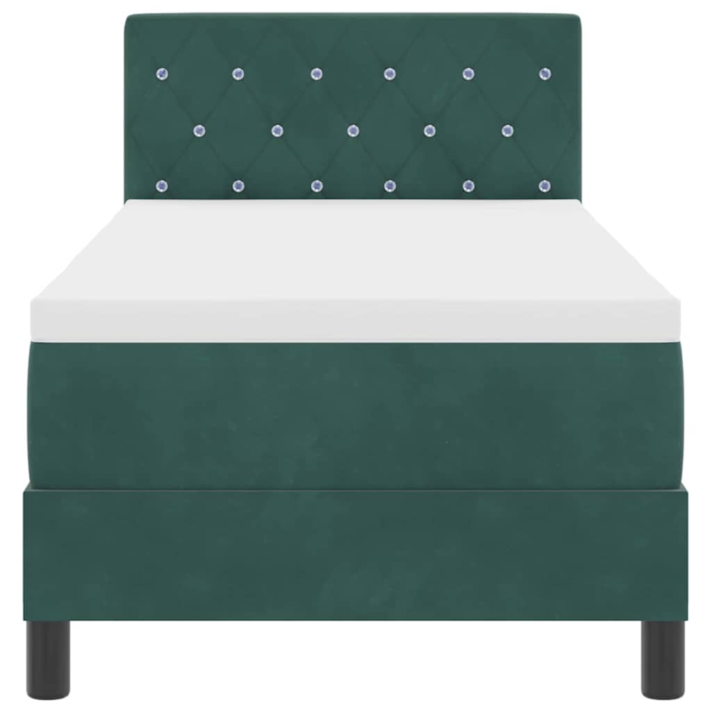 Box spring seng med madras Mørkegrøn 80 x 200 cm Fløjl