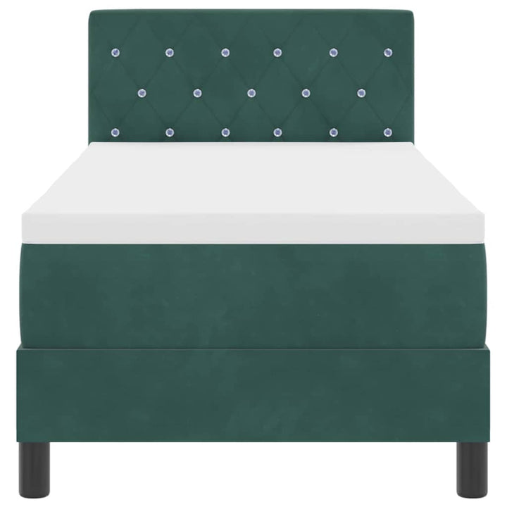 Box spring seng med madras Mørkegrøn 80 x 200 cm Fløjl
