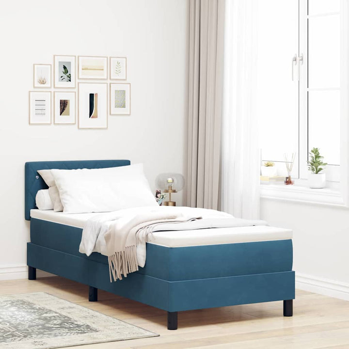 Box spring seng med madras Mørk blå 80 x 200 cm Fløjl