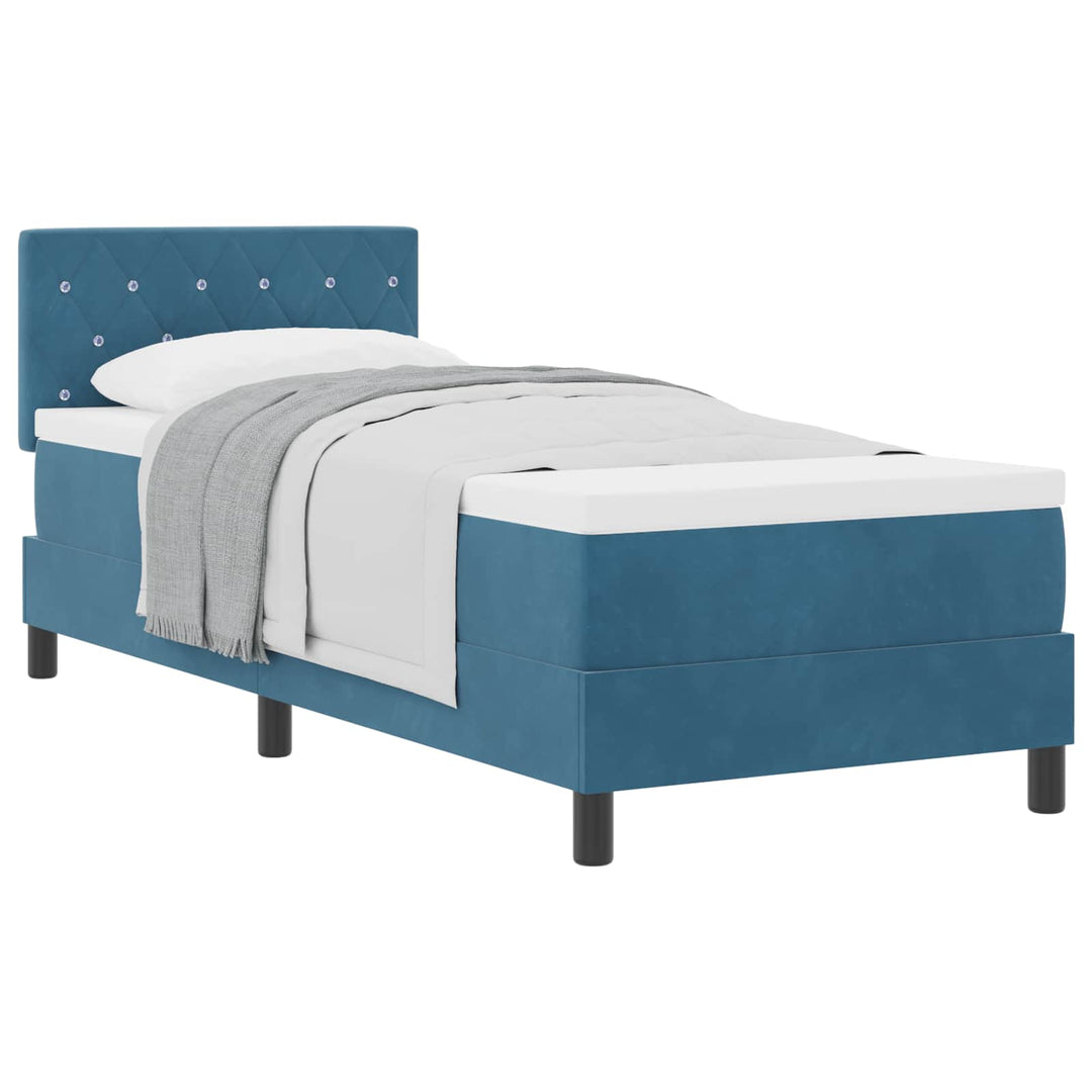Box spring seng med madras Mørk blå 80 x 200 cm Fløjl