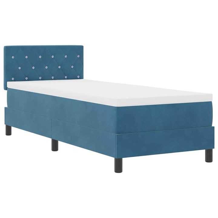Box spring seng med madras Mørk blå 80 x 200 cm Fløjl