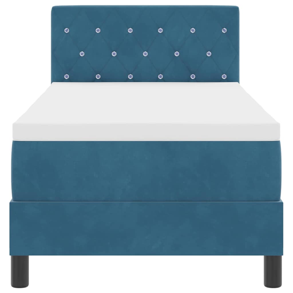 Box spring seng med madras Mørk blå 80 x 200 cm Fløjl