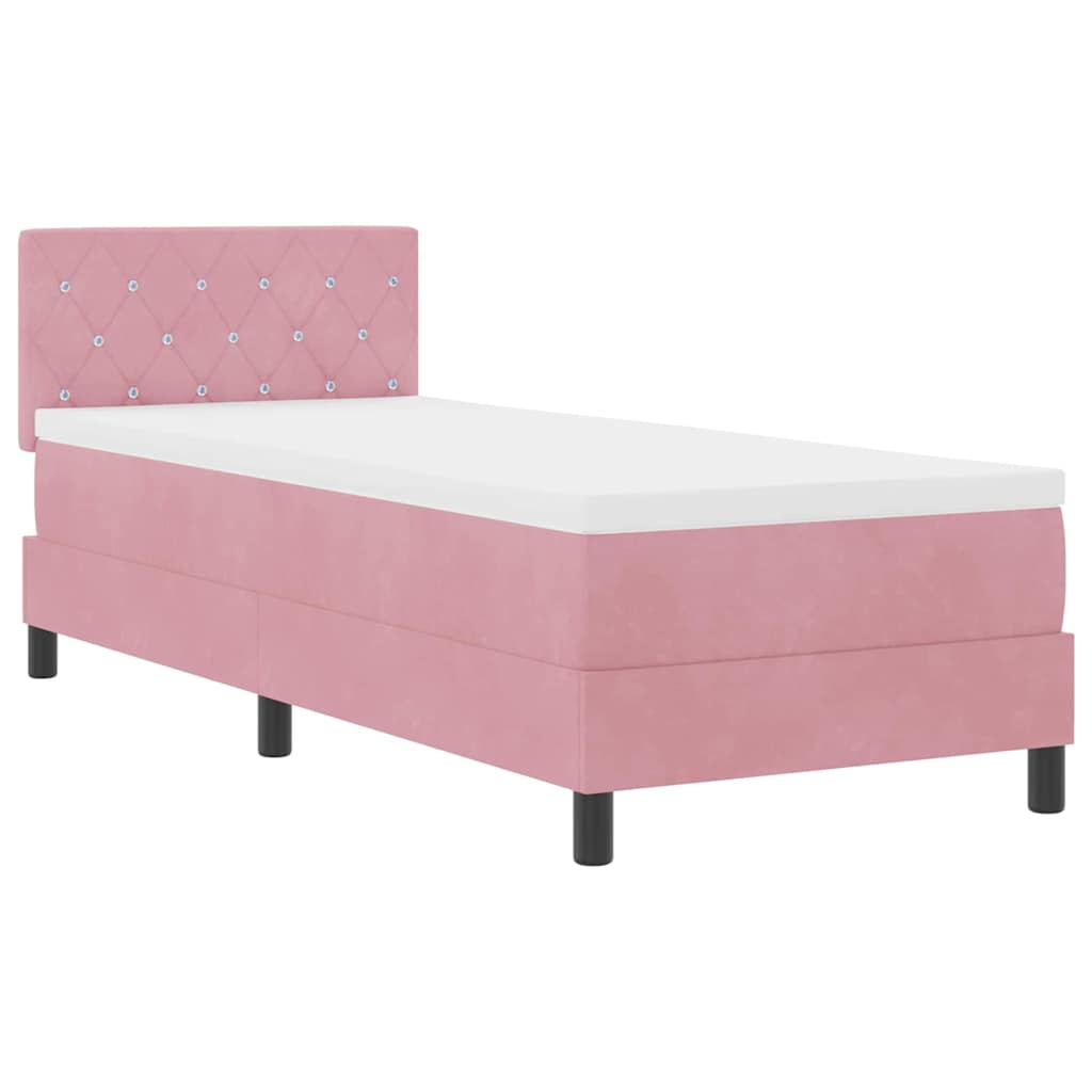 Box spring seng med madras Lyserød 80 x 200 cm Fløjl