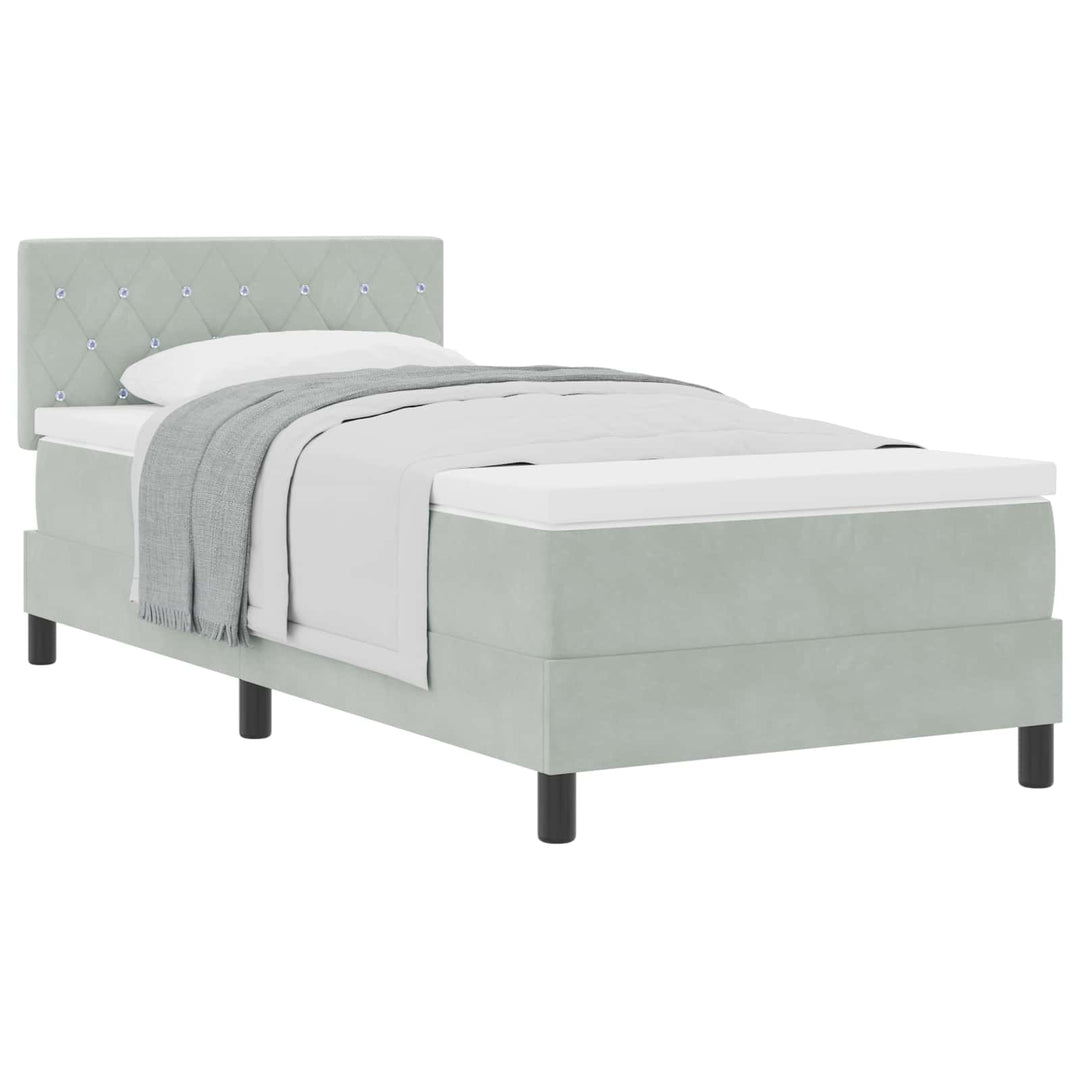 Box spring seng med madras Lysegrå 90 x 190 cm Fløjl