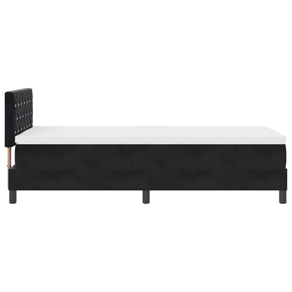 Box spring seng med madras Sort 90 x 190 cm Fløjl