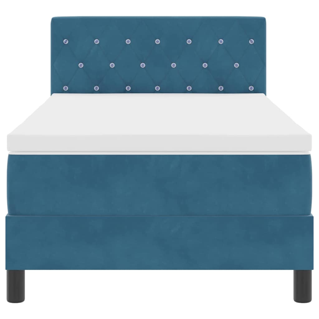 Box spring seng med madras Mørk blå 90 x 190 cm Fløjl