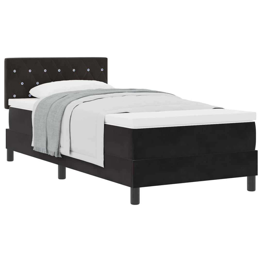 Box spring seng med madras Sort 90 x 200 cm Fløjl