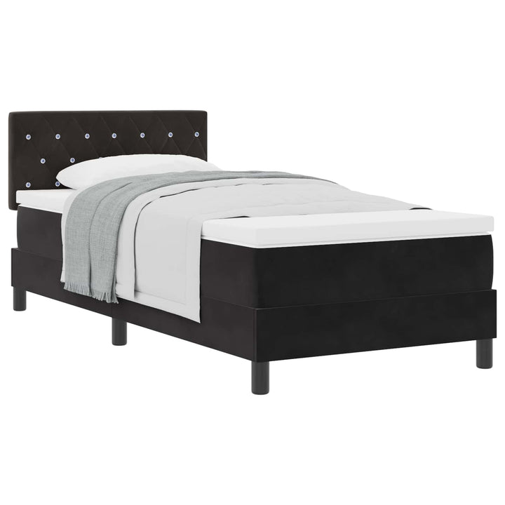 Box spring seng med madras Sort 90 x 200 cm Fløjl