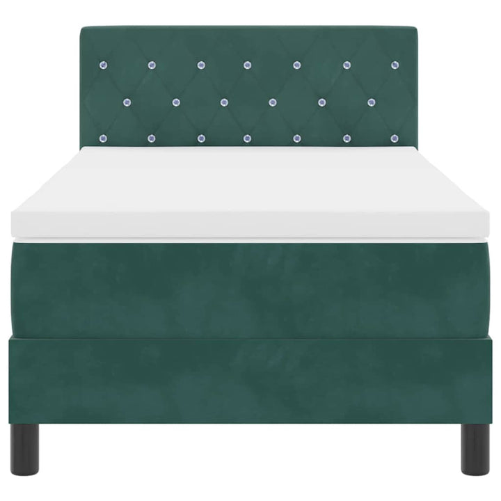 Box spring seng med madras Mørkegrøn 90 x 200 cm Fløjl