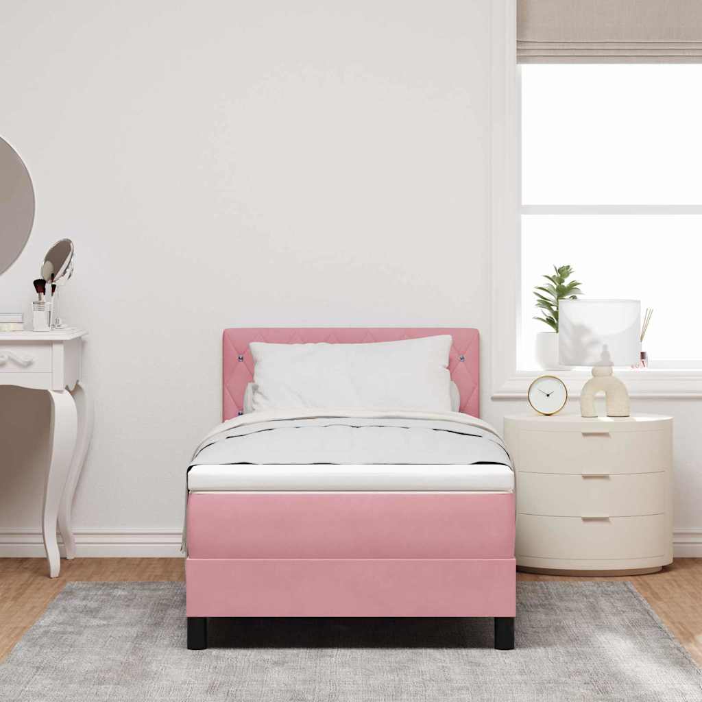 Box spring seng med madras Lyserød 90 x 200 cm Fløjl