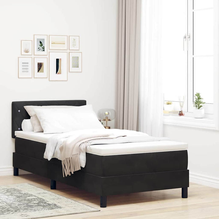 Box spring seng med madras Sort 100 x 200 cm Fløjl
