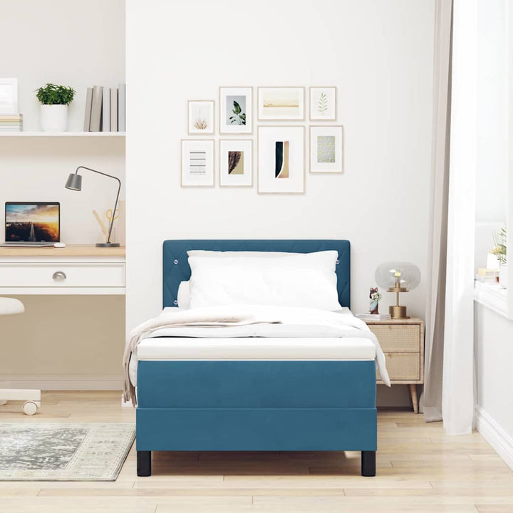 Box spring seng med madras Mørk blå 100 x 200 cm Fløjl