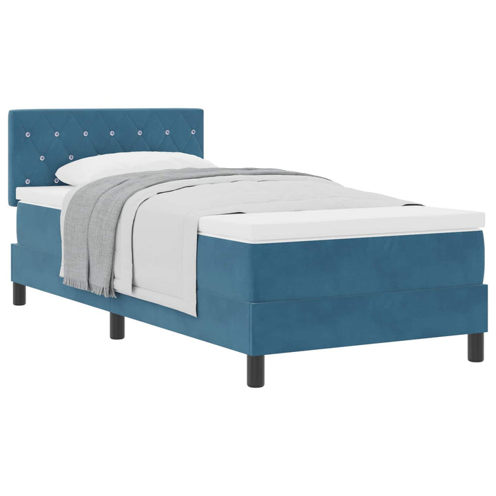 Box spring seng med madras Mørk blå 100 x 200 cm Fløjl