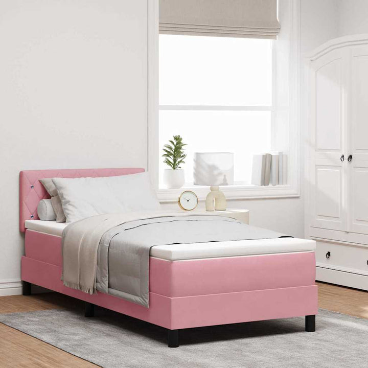Box spring seng med madras Lyserød 100 x 200 cm Fløjl