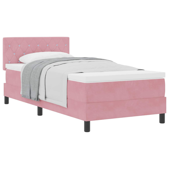 Box spring seng med madras Lyserød 100 x 200 cm Fløjl