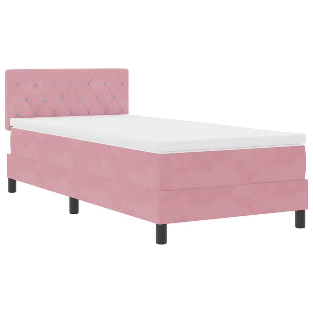 Box spring seng med madras Lyserød 100 x 200 cm Fløjl