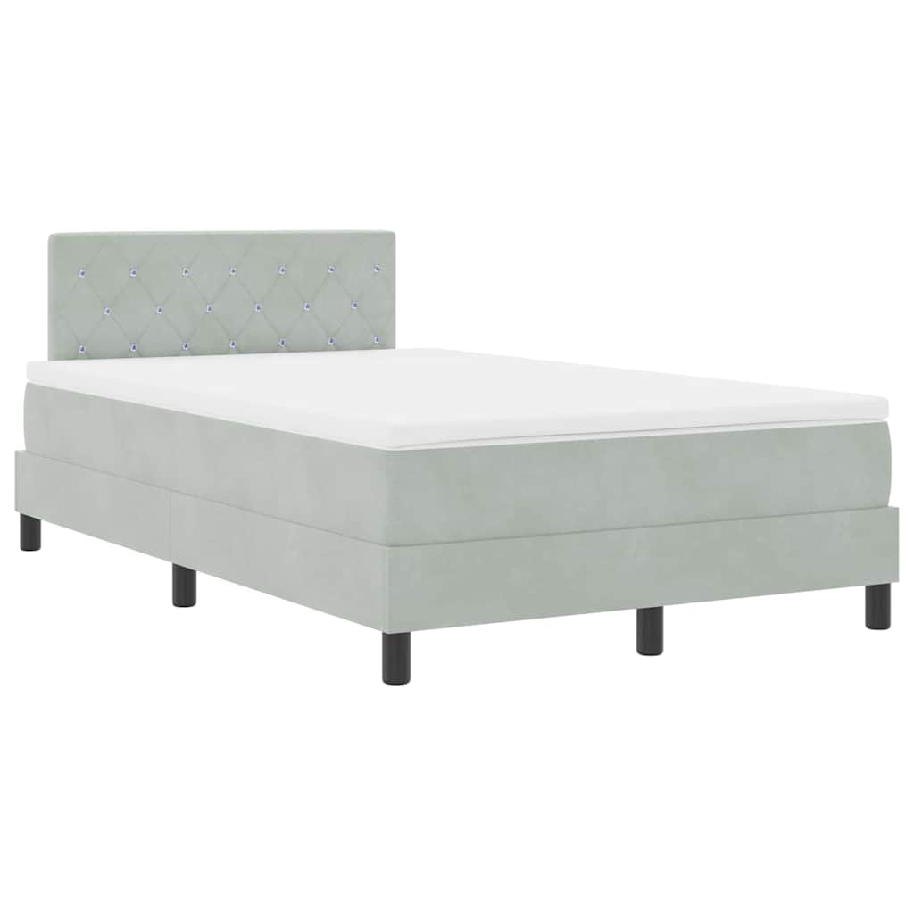 Box spring seng med madras Lysegrå 120 x 190 cm Fløjl
