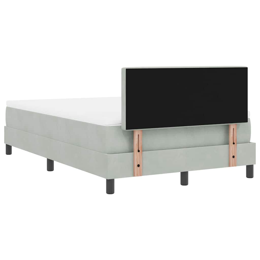 Box spring seng med madras Lysegrå 120 x 190 cm Fløjl