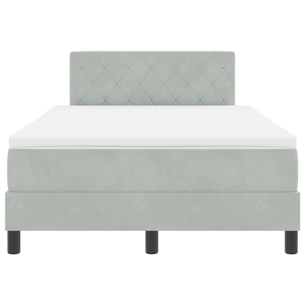 Box spring seng med madras Lysegrå 120 x 190 cm Fløjl
