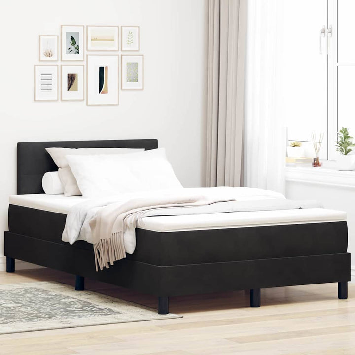 Box spring seng med madras Sort 120 x 190 cm Fløjl