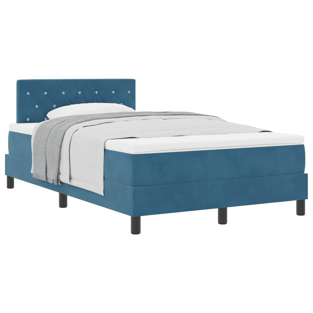 Box spring seng med madras Mørk blå 120 x 190 cm Fløjl