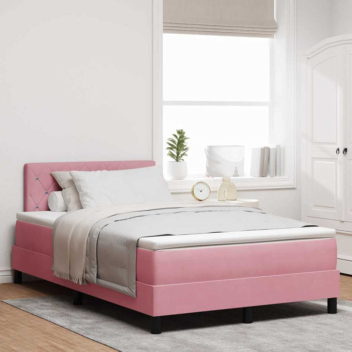 Box spring seng med madras Lyserød 120 x 200 cm Fløjl