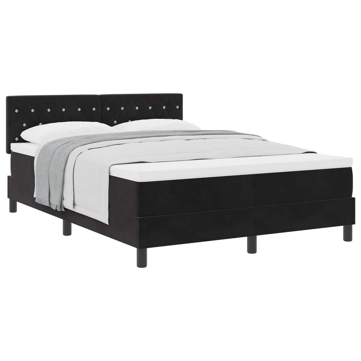 Box spring seng med madras Sort 140 x 190 cm Fløjl