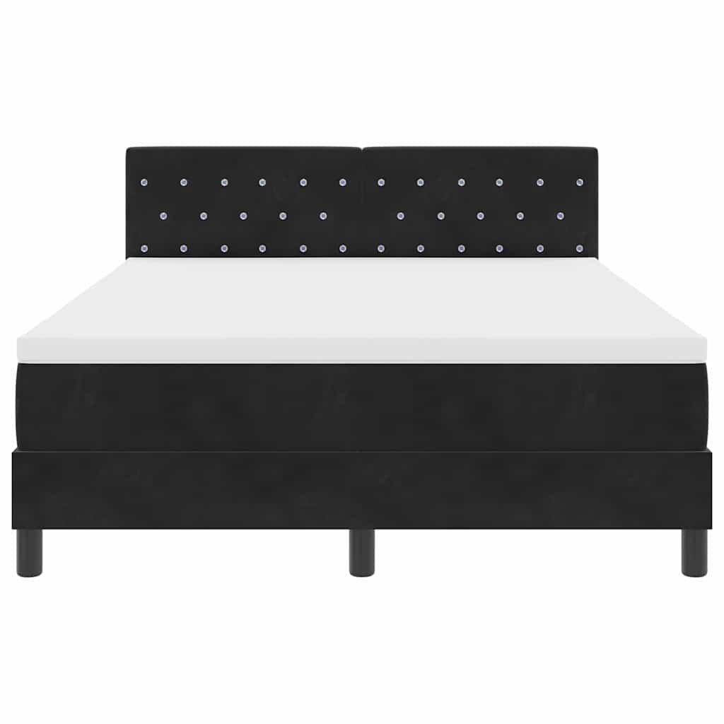 Box spring seng med madras Sort 140 x 190 cm Fløjl