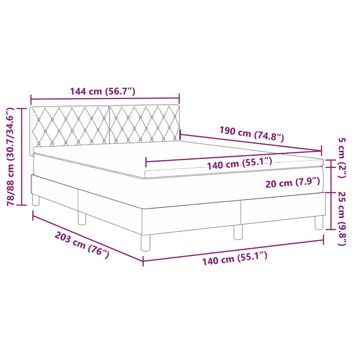 Box spring seng med madras Mørk blå 140 x 190 cm Fløjl