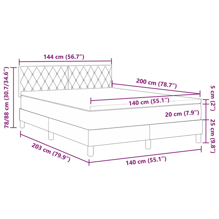 Box spring seng med madras Sort 140 x 200 cm Fløjl