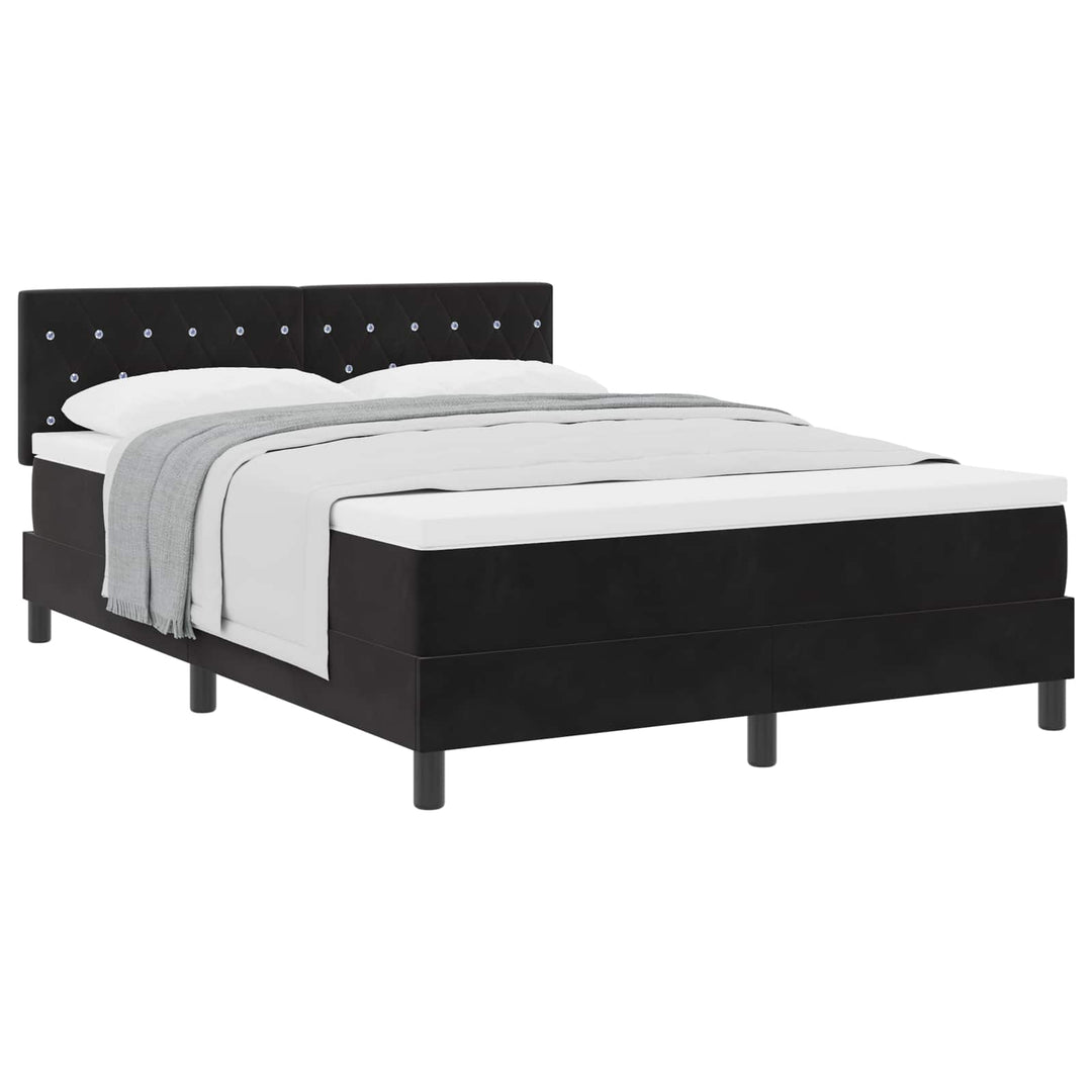 Box spring seng med madras Sort 160 x 200 cm Fløjl