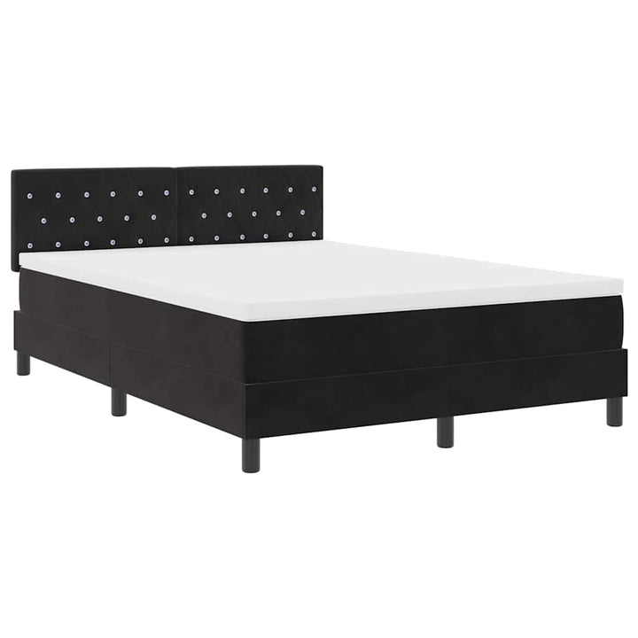 Box spring seng med madras Sort 160 x 200 cm Fløjl