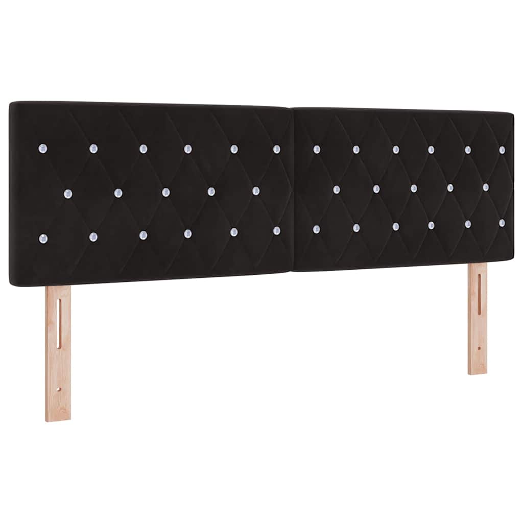 Box spring seng med madras Sort 160 x 200 cm Fløjl
